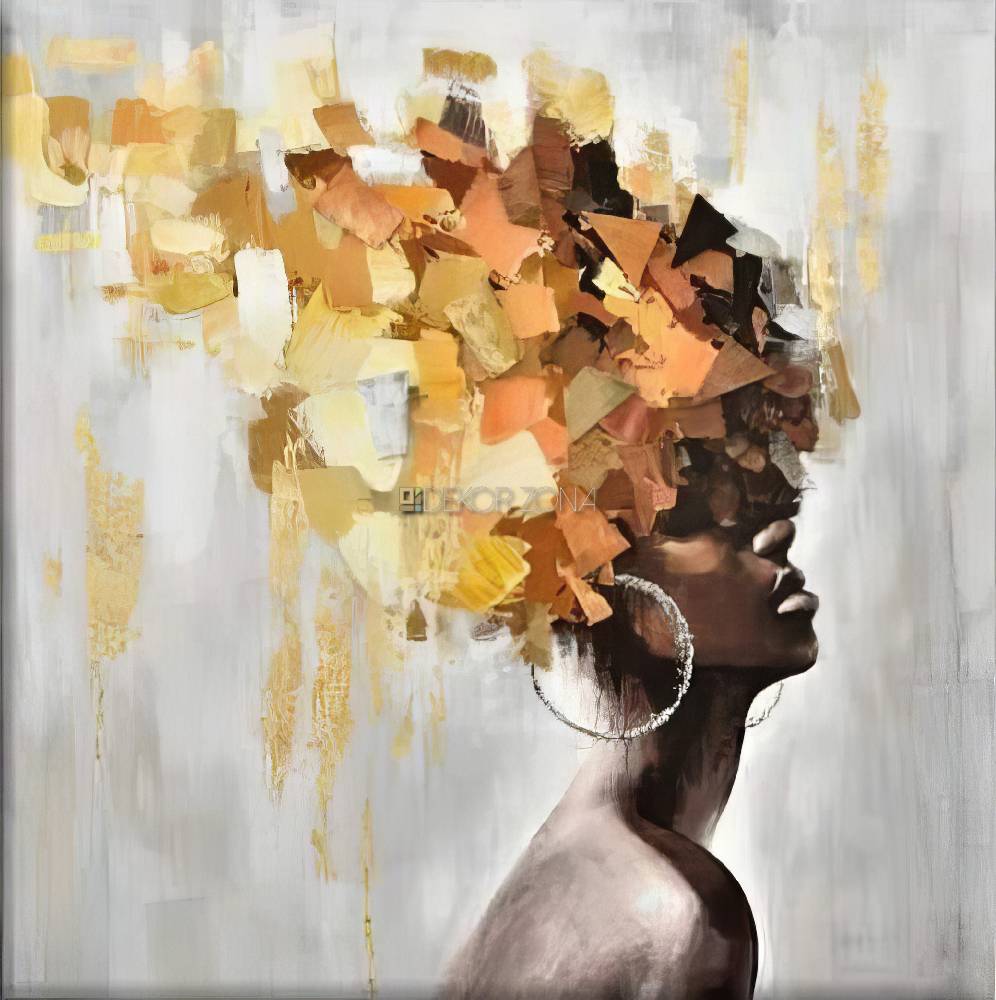 Apstraktni portret žene – Žuti cvetovi