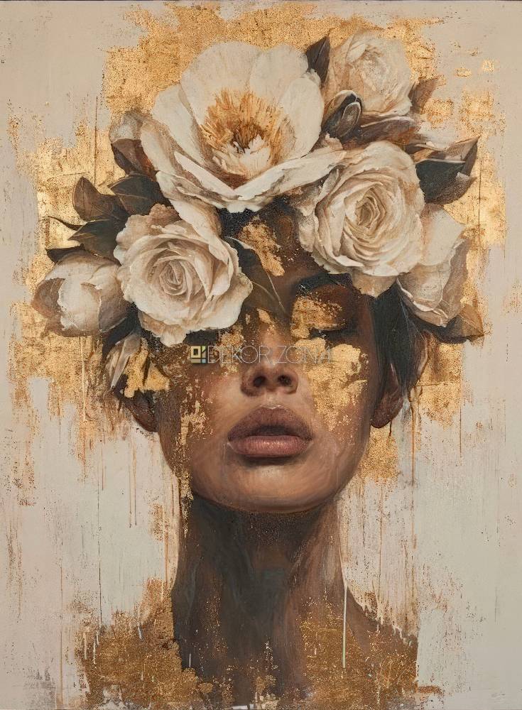 Apstraktni portret žene – Bele ruže