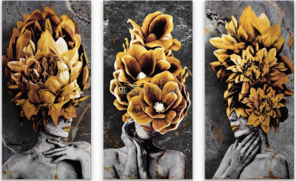 Apstraktni triptih – Zlatno cveće