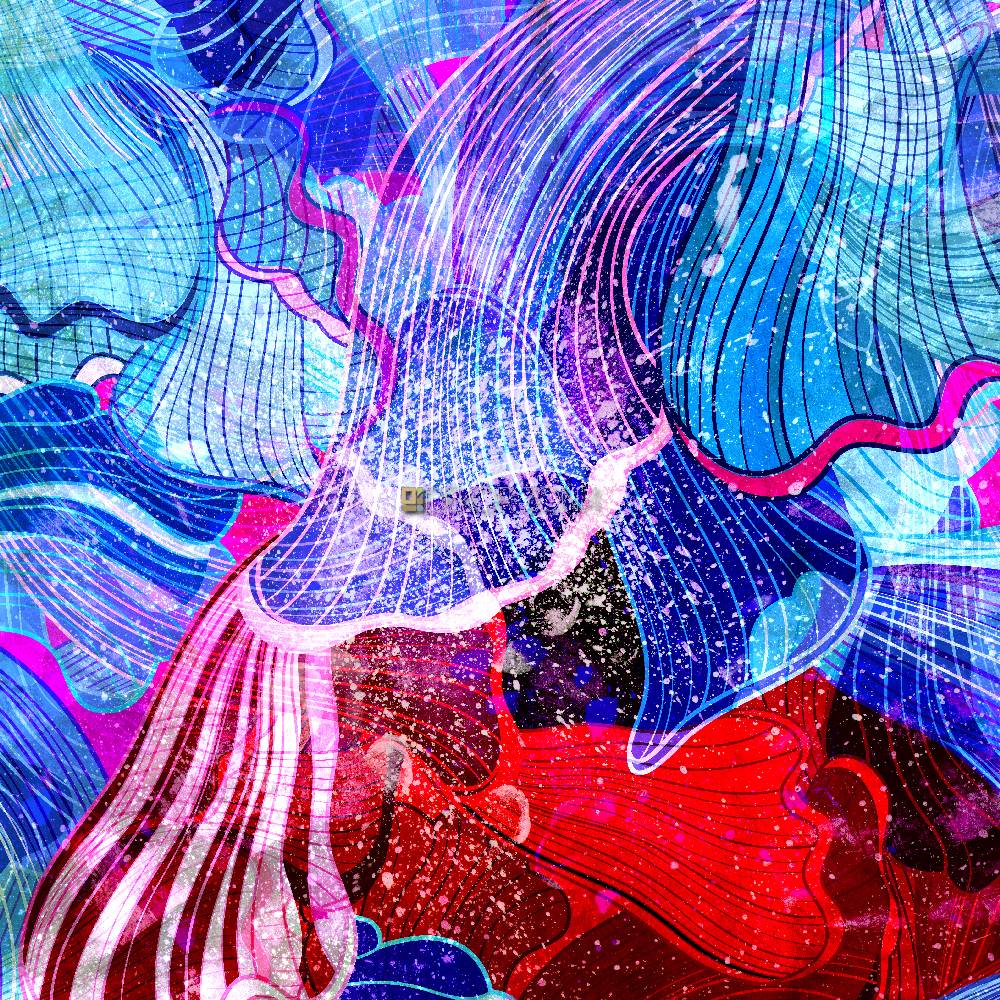Plavo-ljubičasta apstrakcija – Digitalni talasi